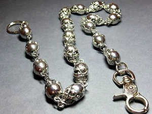 NEW 26" Chrome Skull Skeleton Biker Trucker Jean Chain For Wallet Thick Heavy - Picture 1 of 4