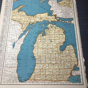 Mapa del Atlas de Michigan de 1940 vintage antes del final de la Segunda Guerra Mundial - Imagen 1 de 21