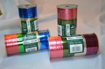 U PICK Lot 2 Brilliance RIBBON Berwick 160' Total 80' ea BLUE Gold Wrap CRAFT - Image 1 of 3