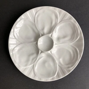 Vintage~ FINE PORCELAIN 6 WELL OYSTER PLATE~France 1 - Picture 1 of 5