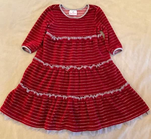 Hanna Andersson Love to Twirl dress 100 girls red sparkle velour - Picture 1 of 3