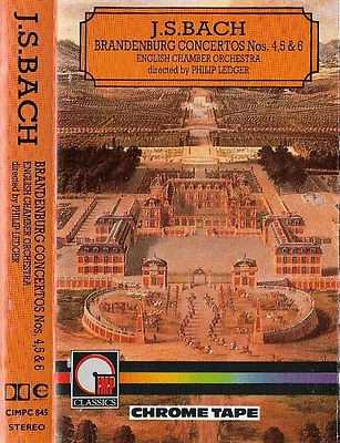 BACH PHILIP LEDGER BRANDENBURG  4 5 6 CASSETTE ALBUM ENGLISH CHAMBER ORCHESTRA - Image 1 of 4