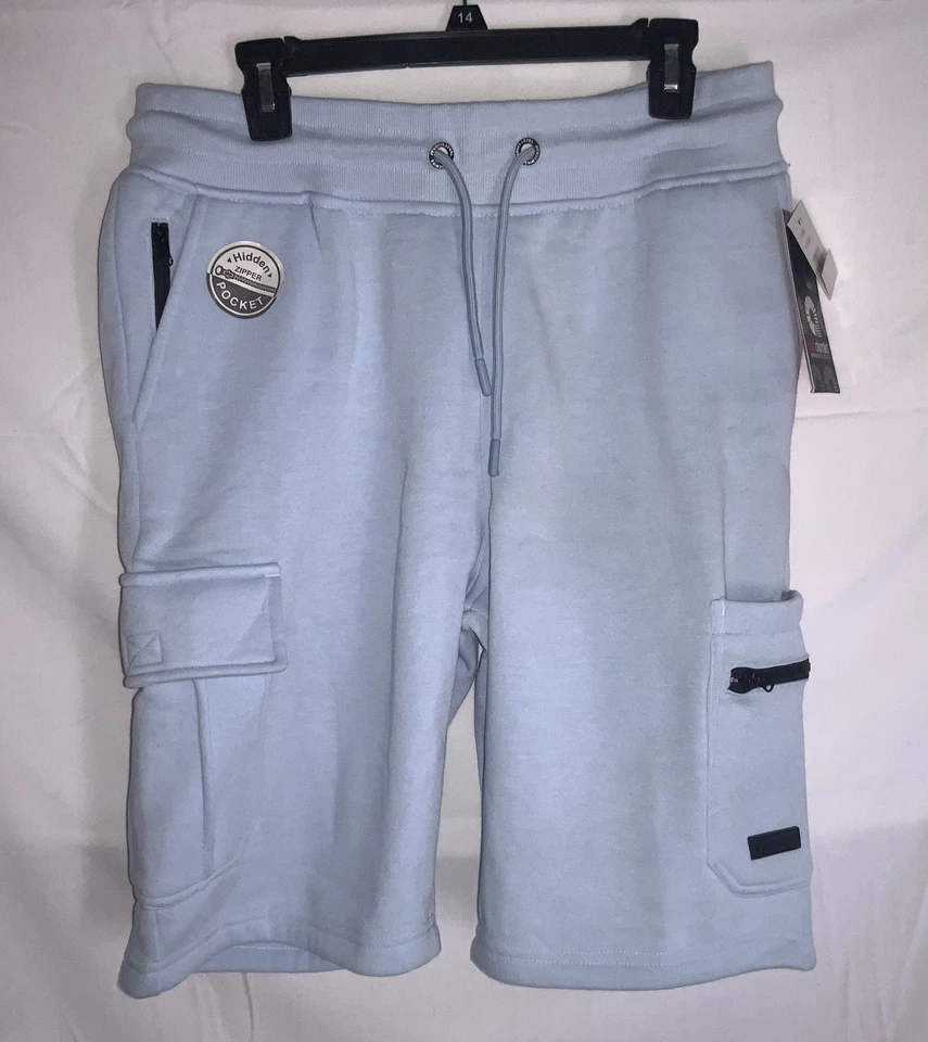 AKADEMIKS Azul Hombre Polar Sudadera Pantalones Cortos XL Foto 1 de 4