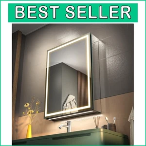 Dimmable Tri-Color LED Bathroom Medicine Mirror with Sockets & USB Connection - Picture 1 of 12