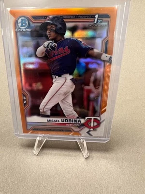 2021 Bowman Chrome - Misael Urbina 1st Bowman - Orange 13/25 - Minnesota Twins - Image 1 of 3