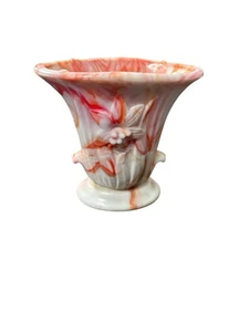 Akro Achat orange und weiß Schlacke Glas Lilie Vase 4,5"  - Bild 1 von 4