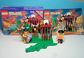 Lego # 6246 : Crocodile Cage d'Islanders.  Plan + Bo&icirc;te