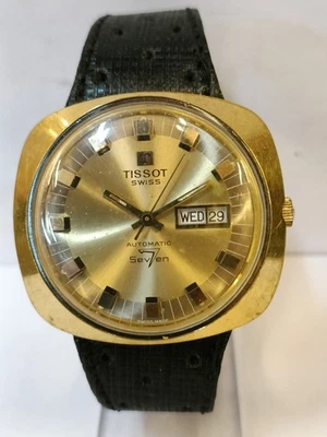 TISSOT SEVEN AUTOMATIC GOLD DIAL T00L-107 SWISS MEN'S WORKING CONDITION - image 1 of 4