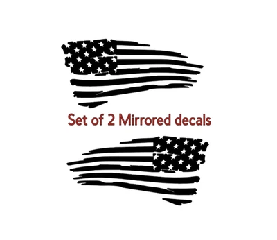 Tattered American Flag Distressed Vinyl Decal Sticker | Ripped Torn USA SET of 2 - Image 1 of 2
