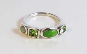 Barse Multi Stone Row Sterling Ring green & blue-green size 9 - Picture 1 of 5