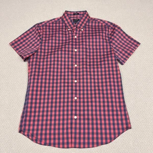J Crew Shirt Mens M Plaid Performance Slim Fit Short Sleeve Button Down Preppy - Picture 1 of 7