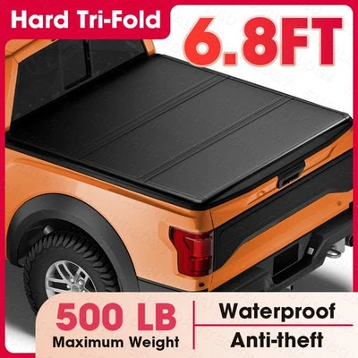 6.8FT Hard Tri-Fold Bed Tonneau Cover for 1999-2025 F250 F350 SuperDuty Black - Image 1 of 4