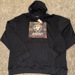 New Ariat Sweatshirt Men’s XL Black Camo Protect & Serve Fleece Hoodie Pullover - Picture 1 of 4