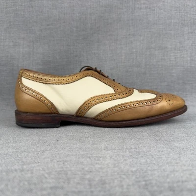 Allen Edmonds Honors Collection Golf Shoes Mens 9.5 D Tan Bone Wingtip Oxford - Image 1 of 4