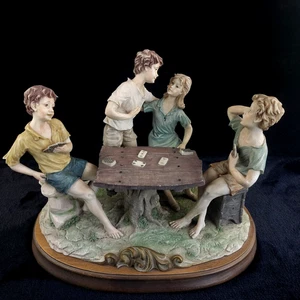 Figura Capodimonte Muy Grande 'Los Jugadores de Cartas' Amigos Grupo Ligeramente Chipped - Imagen 1 de 24