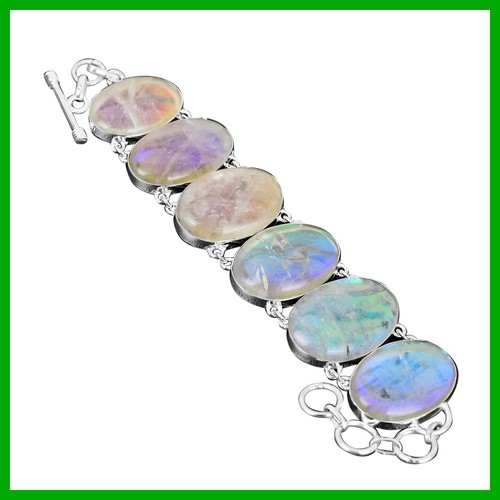 VALENTINO Bracciale catena argento 925 opale mistico arcobaleno naturale vendita giorno suore gioielli
