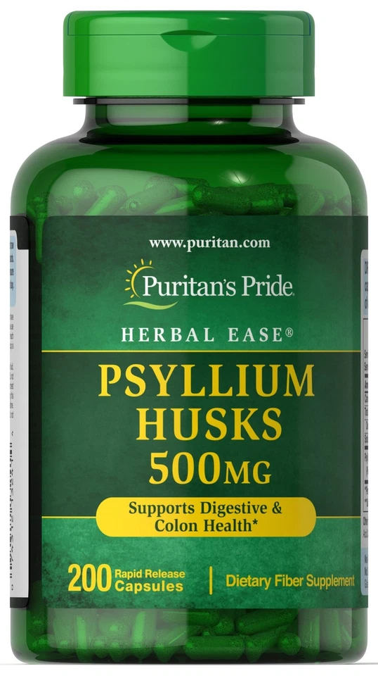 Puritan's Pride Psyllium Husks 500 mg - 200 Capsules - Image 1 of 1