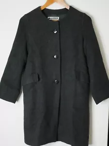 Jil Sander Ladies Long coat Black Cupro 100% Size 34 L 32.3 in Italy #K16 - Picture 1 of 23
