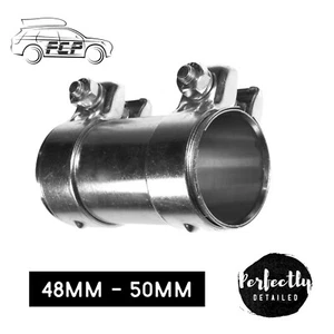 E-Tech Auspuff Rohrverbinder Verbinder 48mm bis 50mm 80mm Schwerlastschelle - Bild 1 von 1