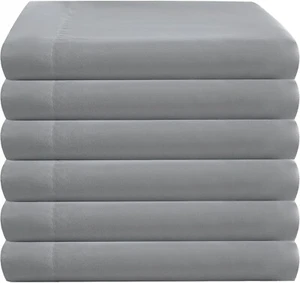 Flat Sheets Only - 6 Pack Soft Microfiber Top Sheets- Grey- Twin Size - Picture 1 of 2