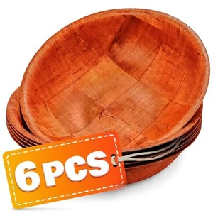 6Pcs Wooden Salad Bowl Set - 8 Inch Decorative Bowls for Kitchen Large Serving B - Picture 1 of 9