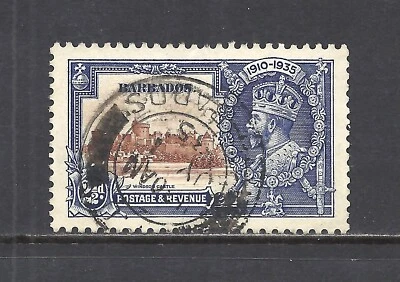 BARBADOS SCOTT 188 USADO EN MUY BUEN ESTADO - 1935 2,5p AZUL Y BRN EDICIÓN JUBILEO - REY GEORGE V Foto 1 de 2