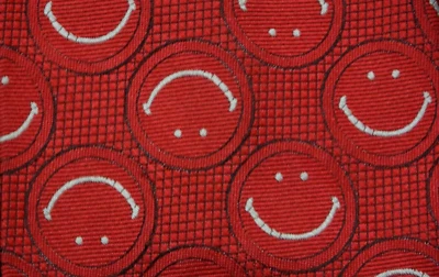 Vintage Tie Rack Dress Necktie Red Smile Face Tie Dacron Polyester 70's Wide 56" - Image 1 of 3