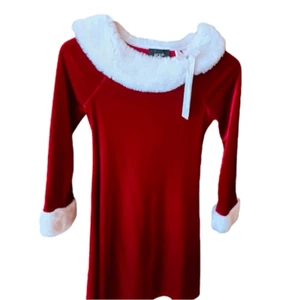 BCX Girls Faux Fur Velour Christmas Dress - Picture 1 of 3