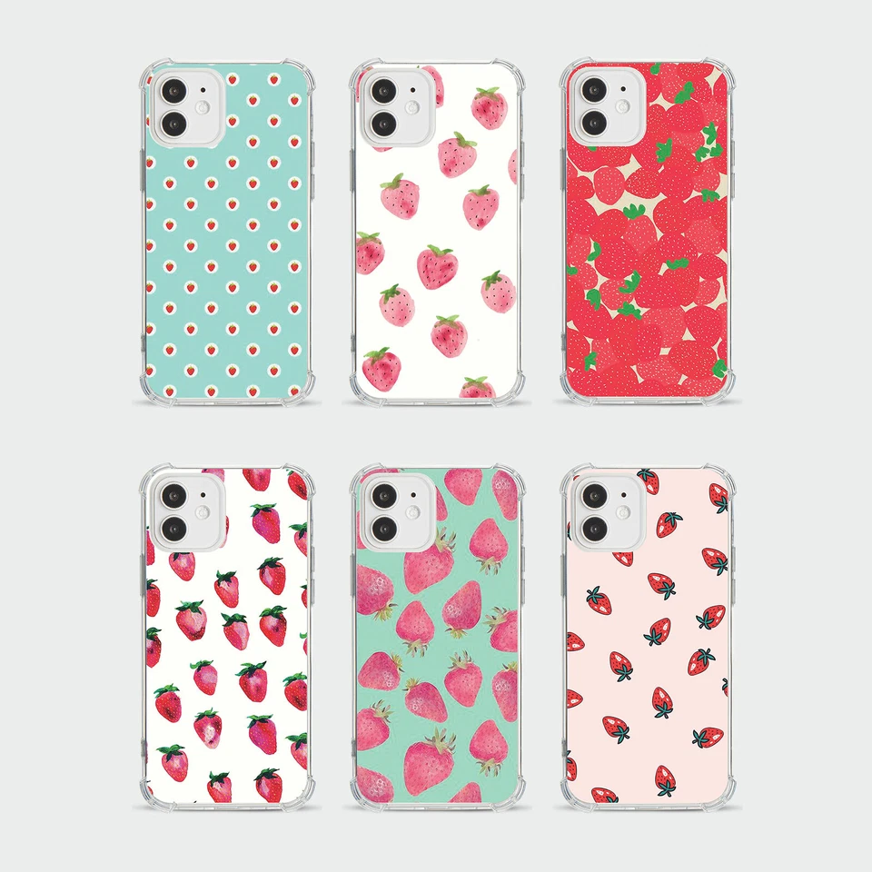 CASE FOR IPHONE 15 14 13 12 11 SE 8 PRO SHOCKPROOF PHONE COVER STRAWBERRIES RED - Image 1 of 1