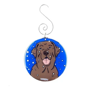 Chocolate Labrador Retriever Dog Ornament Snow Pet Portrait Christmas Decor Gift - Picture 1 of 3