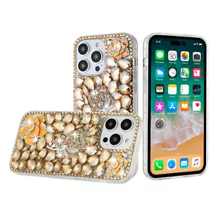 Custodia per iPhone 13 Pro Max Full Bling Finto Diamante 3D Rose Jewel Fashion Cover - Foto 1 di 9