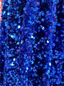 60" Velvet Sequins Stretch Fabric Royal Blue 2 Way Stretch Fabric By Yard Dress - Picture 1 of 10