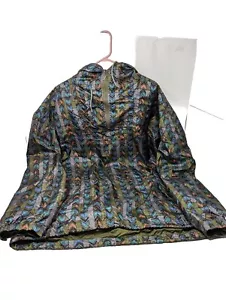 Vangrack Vintage Windbreaker XL Green chevron Nylon Hooded Jacket Womens - Picture 1 of 8