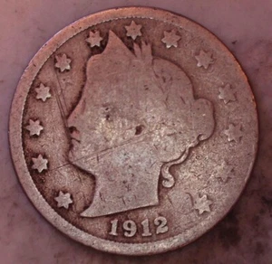 1912-P Liberty V Nickel Error - Tapered Planchet Error - Picture 1 of 2