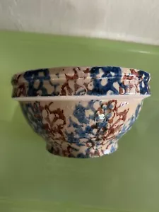 Vintage mittelgroße Schwammgeschirr Rührschüssel blau & braun Tortenbodenrand - Bild 1 von 8