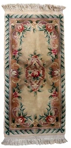 Alfombra anejo Chino Art Deco hecho a mano 63cm x 125cm 1960s - 1C931 - Picture 1 of 10