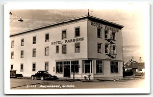 RPPC Postcard Hotel Parsons Anchorage Alaska AK Old Car UNP - Picture 1 of 2