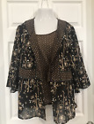 Emma James Woman Plus Size  Blouse & Camisole Brown Floral Peasant Tiered 16W