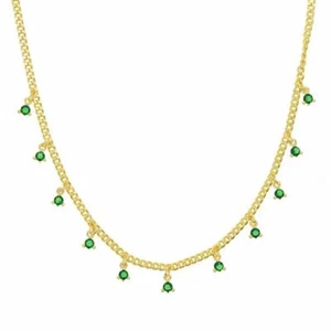 Kette Damen Gold vergoldet Zirkonia grün 750 Gold 18 Karat WASSERFEST K5591DL - Bild 1 von 3