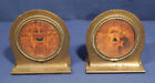 Roycroft Hand Hammered Arts Crafts Copper Bookends Leather Insert Comedy Tragedy
