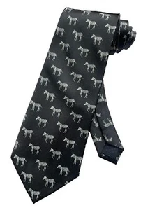 Men's Zebra Animals Print Pattern African Plains Necktie | Black | Neck Tie - Picture 1 of 1