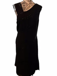 Marsoni Women’s Size 18 Black  lined cocktail dress With Fringe Accent - Picture 1 of 12