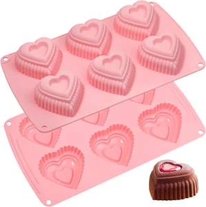Silicone Heart Cake Mold Tiered Mini Heart Shaped Cake Pans, 6-Cavity Heart Bunt - Picture 1 of 12