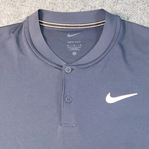 Nike Blade Collar Court Shirt Polo Mens Medium Navy Blue Dri-Fit Tennis Golf - Picture 1 of 11