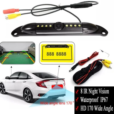 US License Plate Metal Frame Rear View Backup Camera CMOS HD LED Night Vision US
