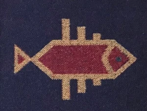 Pendleton Wool Fabric, 19.25” X 19.25”, "Chinook Salmon" Design, Heavy-Weight - Picture 1 of 4