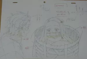 ufotable Kimetsu no Yaiba Cazador de Demonios Marco Llave Hoja de Arte Tanjiro y Nezuko B - Imagen 1 de 2