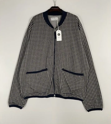 UNIVERSAL WORKS Zip Bomber | Gingham Check Cotton Fleece | Blue | XXXL | BNWT - Image 1 of 4