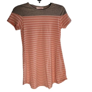 Gorlya Mädchen Kurzarm locker lässig Sommer rosa Streifen T-Shirt Kleid 10Y - Bild 1 von 9