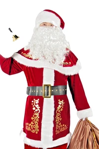 Deluxe Weihnachtsmann Kostüm Anzug 8 Teile Weihnachten Erwachsene --ohne Stiefel Tasche Hose L - Bild 1 von 12